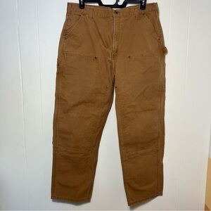 Carhartt Double Knee Canvas Carpenter Pants Mens 40 x 32 Tan Workwear Dungaree